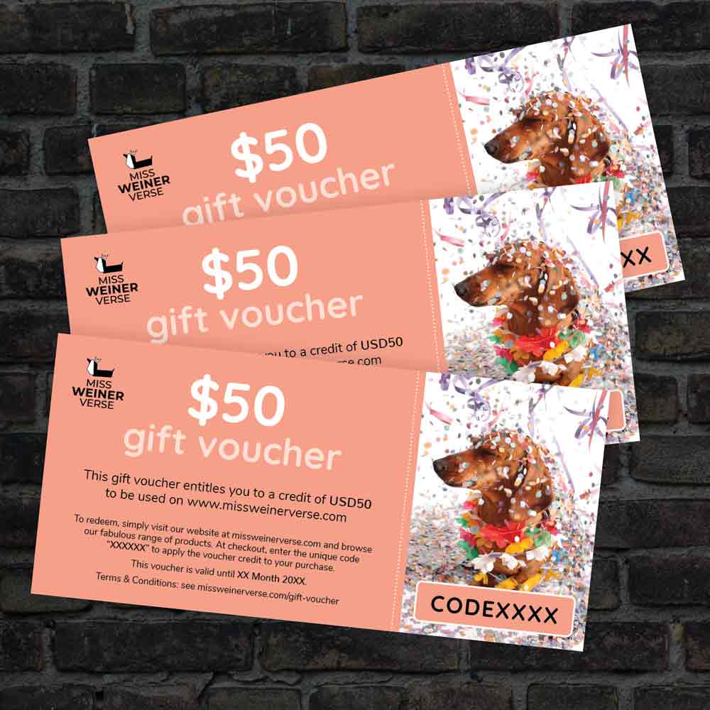 Miss WeinerVerse Gift Vouchers designed by Hay Sally - portfolio